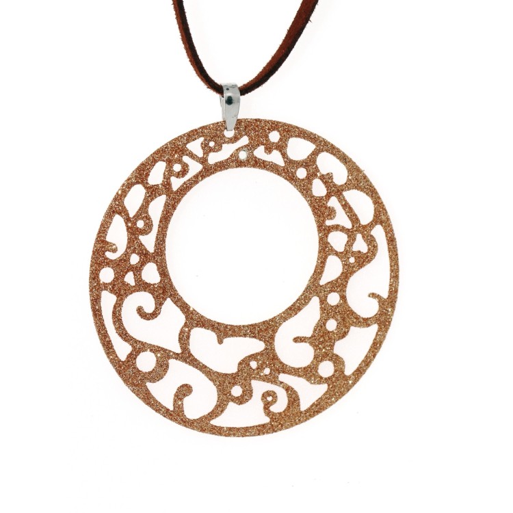 RMB|ciondolo orecchini collana argento 925 arabesque cerchi tondi 6cm glitter dorato