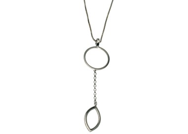 RMB|Collana argento 925 con ciondolo lungo cerchio e foglia donna