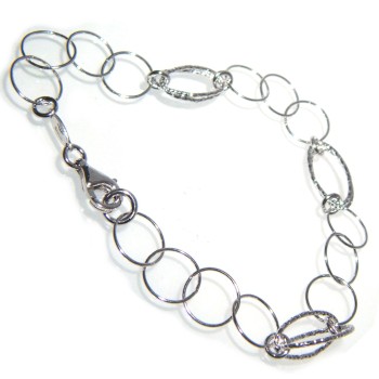 RMB|925 silver bracelet with smooth and oval diamond circles for women