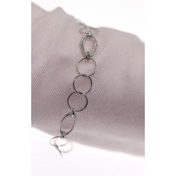 RMB|Bracciale argento 925 con cerchi lisci e ovali diamantati donna
