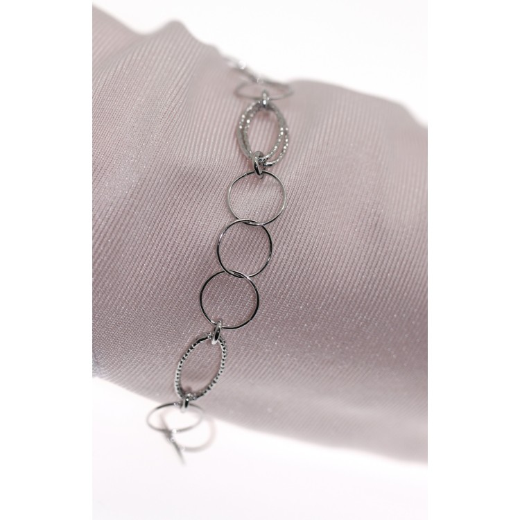 RMB|925 silver bracelet with smooth and oval diamond circles for women