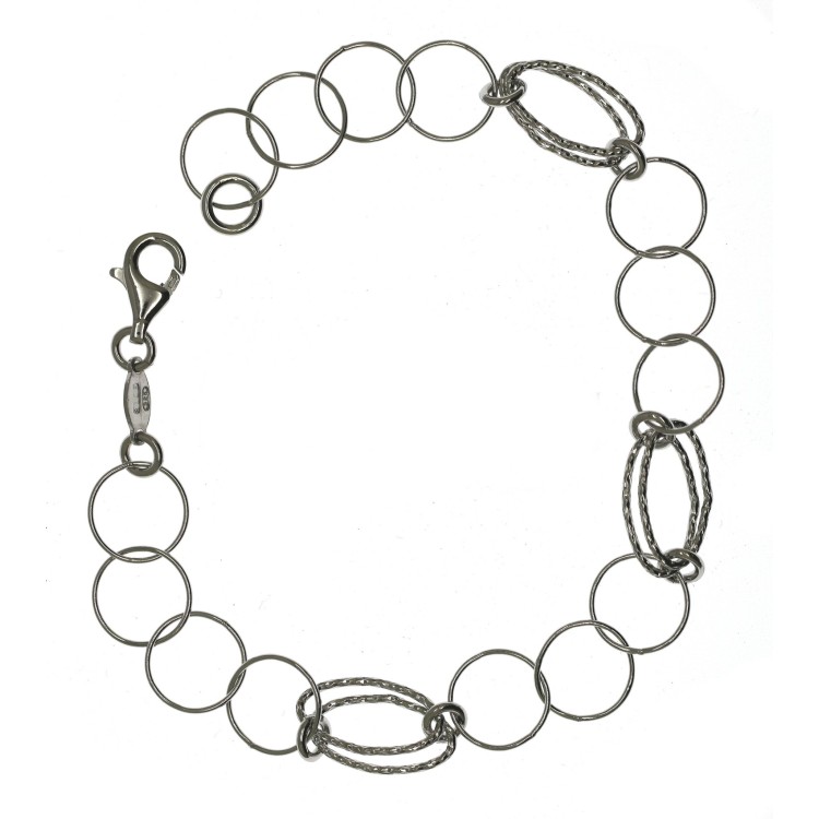 RMB|925 silver bracelet with smooth and oval diamond circles for women