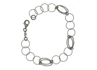 RMB|925 silver bracelet with smooth and oval diamond circles for women
