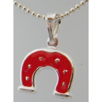 RMB|925 silver pendant red horseshoe luck amulet