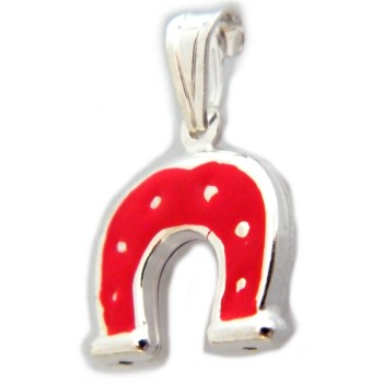 RMB|925 silver pendant red horseshoe luck amulet