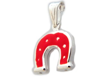 RMB|925 silver pendant red horseshoe luck amulet