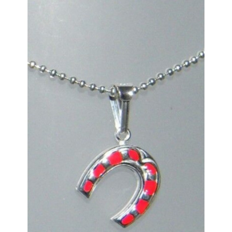 RMB|horseshoe pendant 925 silver red luck amulet
