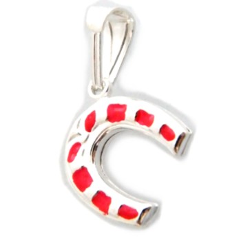 RMB|horseshoe pendant 925 silver red luck amulet
