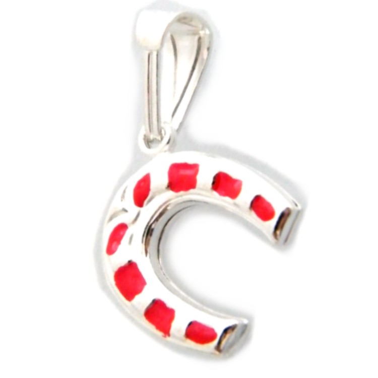 RMB|horseshoe pendant 925 silver red luck amulet