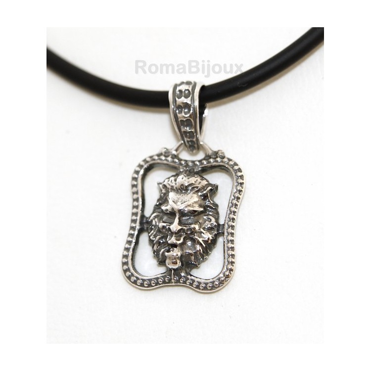 RMB|Silver Pendant 925: for man. Lion burnished medium frame with lace and handmade