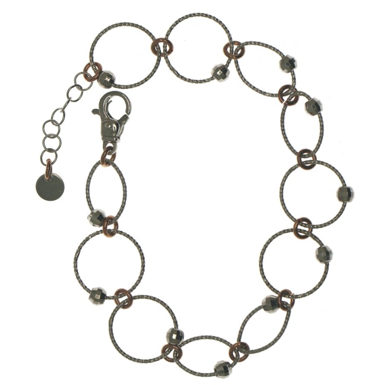 RMB|Rhodium-plated and gold-plated 925 silver bracelet with satin-finished circles