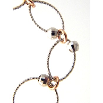 RMB|Bracciale argento 925 rodiato e placcato oro con cerchi e ellissi satinati