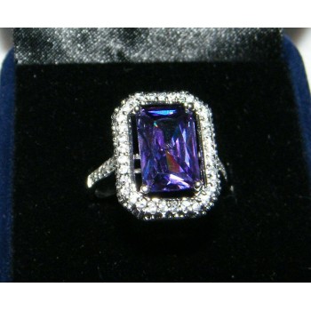 RMB|Silver 925 Ring in 925 silver with amethyst purple zircon size 20