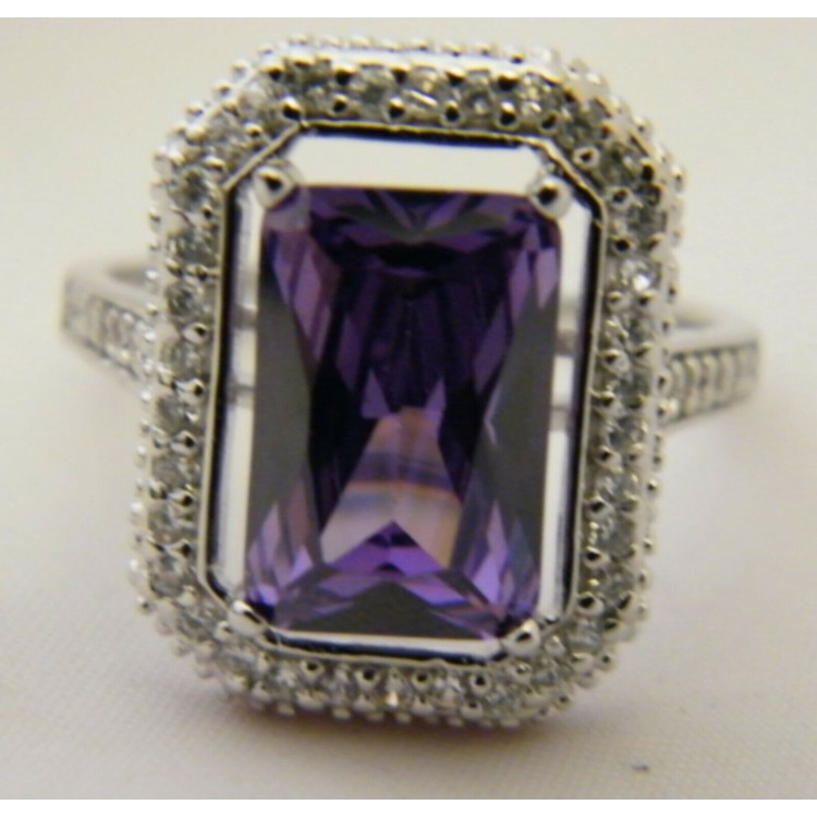RMB|Silver 925 Ring in 925 silver with amethyst purple zircon size 20