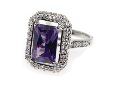 RMB|Silver 925 Ring in 925 silver with amethyst purple zircon size 20