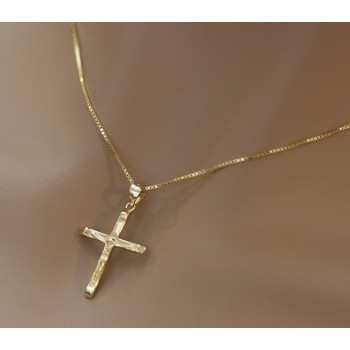 RMB|925 silver necklace stylized cross yellow gold plated crucifix 45 50 60 cm