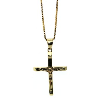 RMB|925 silver necklace stylized cross yellow gold plated crucifix 45 50 60 cm