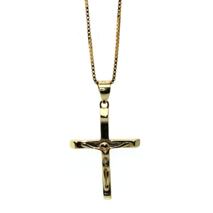 RMB|925 silver necklace stylized cross yellow gold plated crucifix 45 50 60 cm