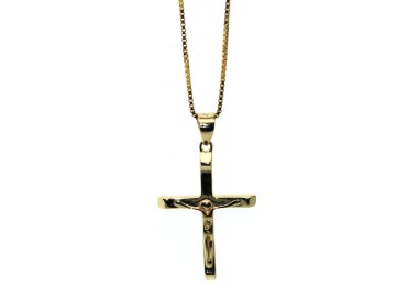 RMB|925 silver necklace stylized cross yellow gold plated crucifix 45 50 60 cm