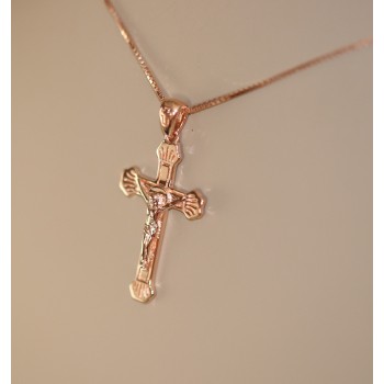 RMB|925 silver lily cross necklace rose gold plated crucifix 45 50 60 cm