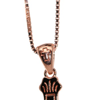 RMB|collana argento 925 croce gigliata placcata in oro rosa crocefisso 45 50 60 cm