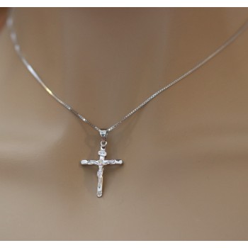 RMB|925 silver cross necklace INRI rhodium-plated crucifix for men and women