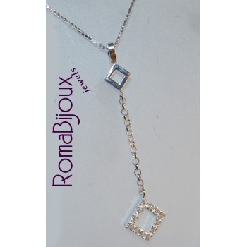 RMB|all 925 silver choker necklace with long zircon rhomboid pendant for women