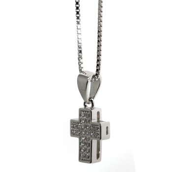 RMB|Small cross necklace all 925 silver with white zircons
