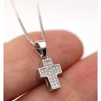 RMB|Collana croce piccola tutto argento 925 zirconi bianchi NALBORI