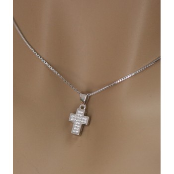 RMB|Collana croce piccola tutto argento 925 zirconi bianchi NALBORI