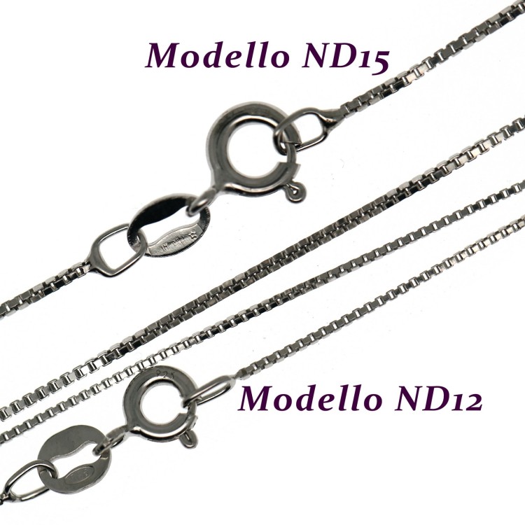 RMB|Venetian 925 silver necklace with rhodium-plated diamond chain mod. thickness 0.6mm ND12