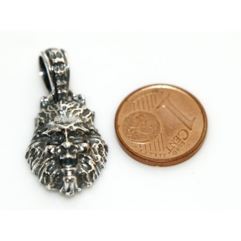 RMB|Ciondolo Argento 925 : per uomo. Leone brunito senza cornice e laccio realizzato a mano