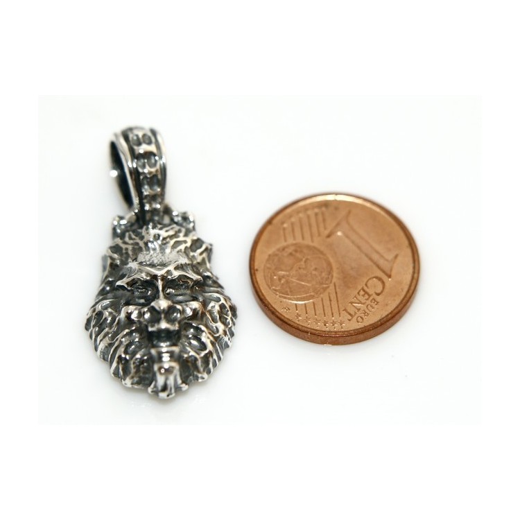 RMB|Ciondolo Argento 925 : per uomo. Leone brunito senza cornice e laccio realizzato a mano