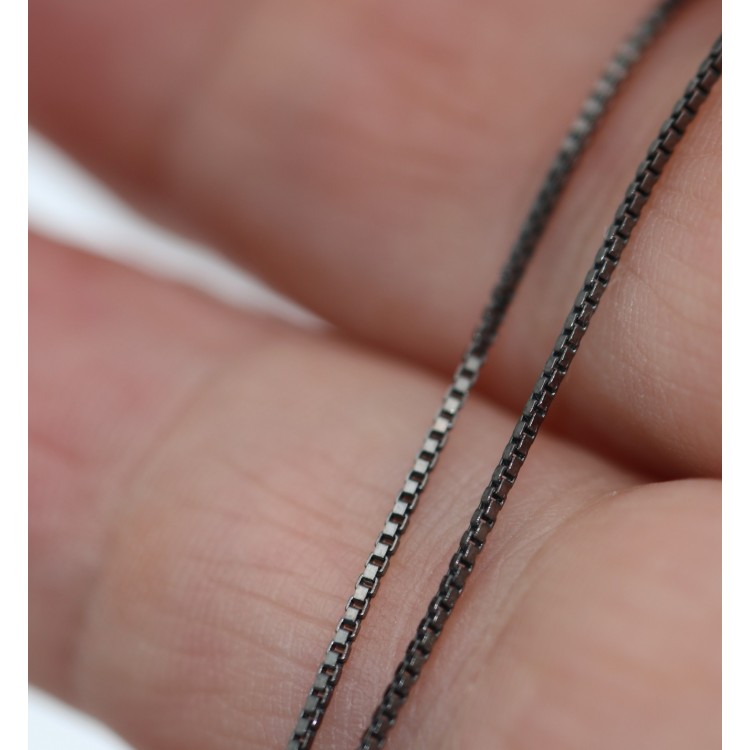 RMB|Collana argento 925 veneziana catenina diamantata rutenio nero spessore 0,8mm ND15