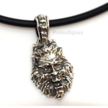 RMB|Silver Pendant 925: for man. Lion burnished medium frame with lace and handmade