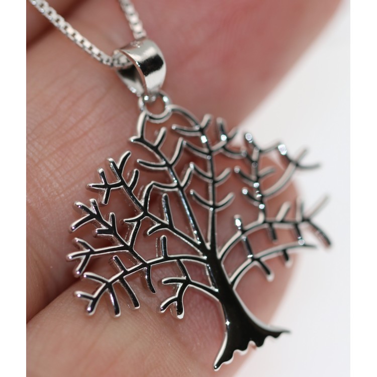 RMB|choker 925 Silver necklace with tree of life family birth pendant
