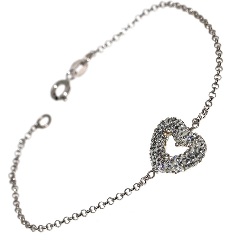 RMB|bracciale argento 925 cuore pave' di zirconi interno esterno per donna