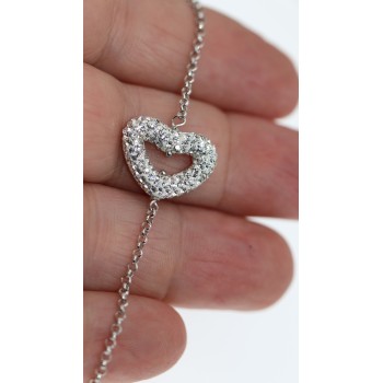 RMB|bracciale argento 925 cuore pave' di zirconi interno esterno per donna