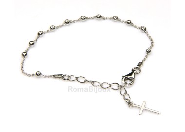 RMB|Rosary bracelet man or woman in 925 sterling silver cross smooth rod yellow gold or white 16-20 cm