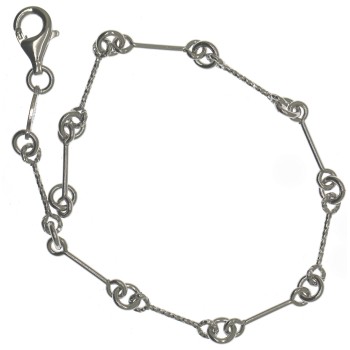 RMB|925 silver bracelet with smooth and diamond bars for men and women rhodium plated