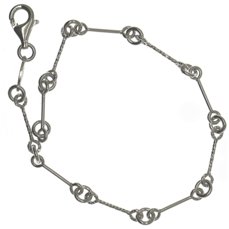 RMB|bracciale argento 925 barrette lisce e diamantate per uomo e donna rodiato rodio