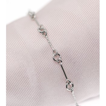 RMB|925 silver bracelet with smooth and diamond bars for men and women rhodium plated
