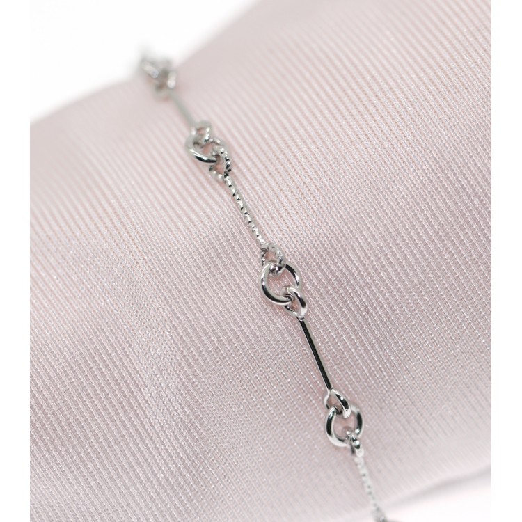 RMB|925 silver bracelet with smooth and diamond bars for men and women rhodium plated