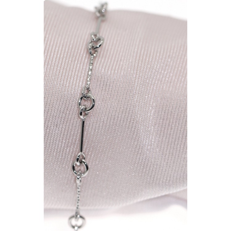 RMB|925 silver bracelet with smooth and diamond bars for men and women rhodium plated