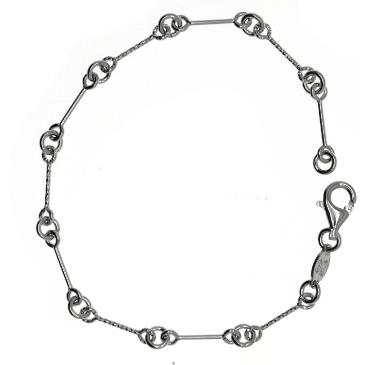 RMB|925 silver bracelet with smooth and diamond bars for men and women rhodium plated