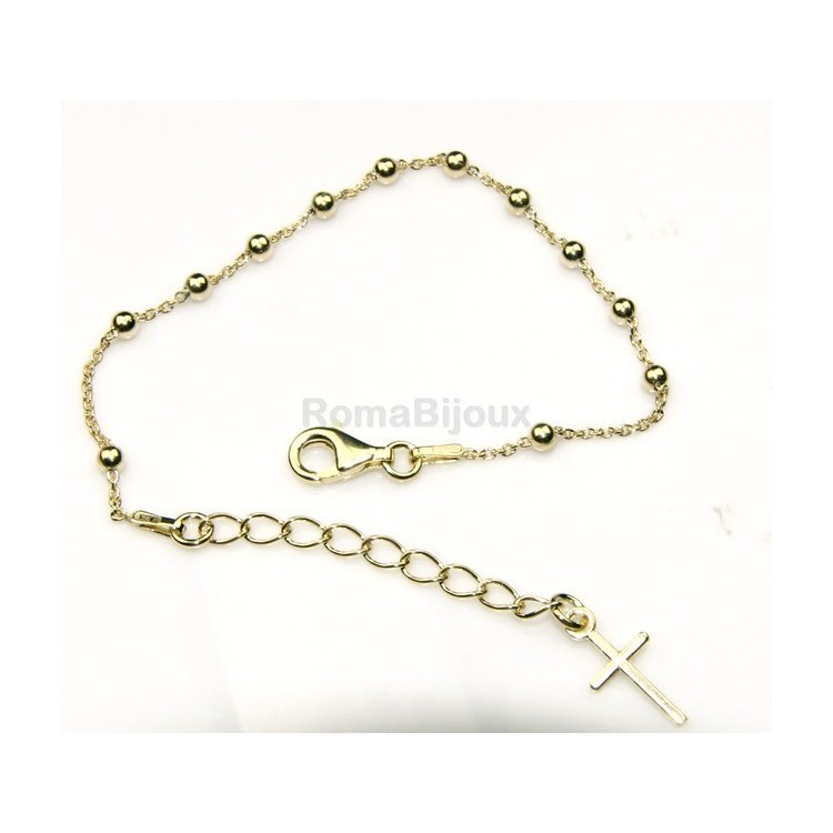 RMB|Bracciale rosario Argento 925 bagno giallo o rodio 16 - 20 cm