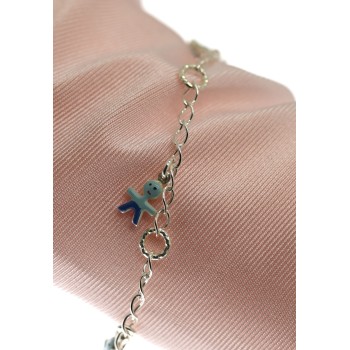RMB|Bracciale argento 925 Bambino baby rolo' ritorta con  5 ciondoli  smaltati azzurro