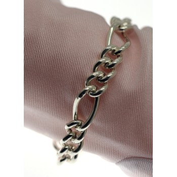 RMB|bracciale argento 925 figaro grumettone donna vuoto polso 17 cm