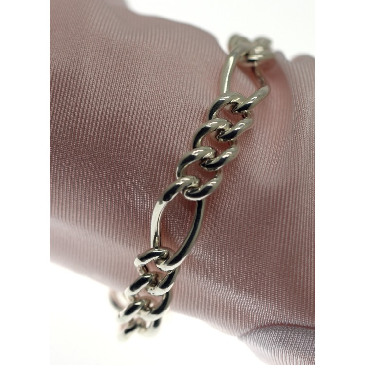 RMB|925 silver Figaro grumettone bracelet empty woman wrist 17 cm
