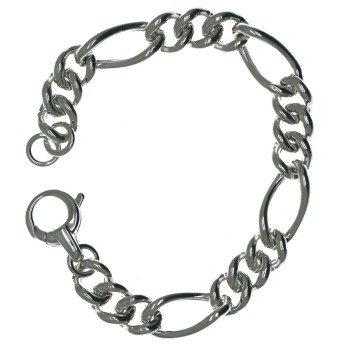 RMB|bracciale argento 925 figaro grumettone donna vuoto polso 17 cm